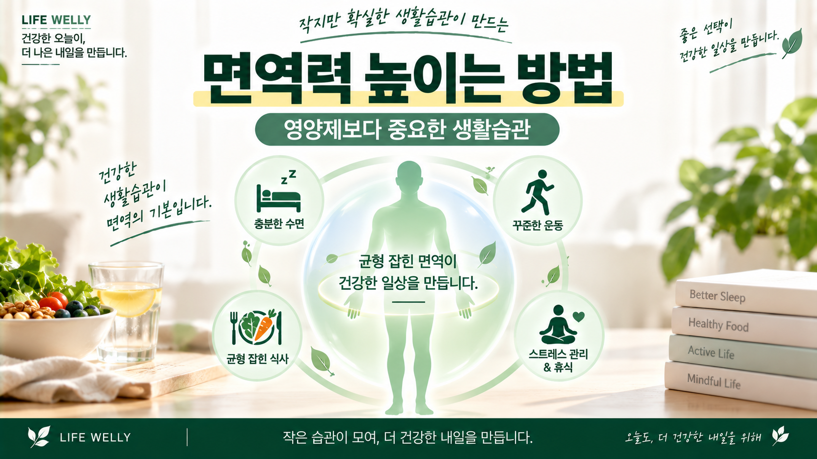 면역력 높이는 방법과 수면 운동 식사 스트레스 관리 생활습관