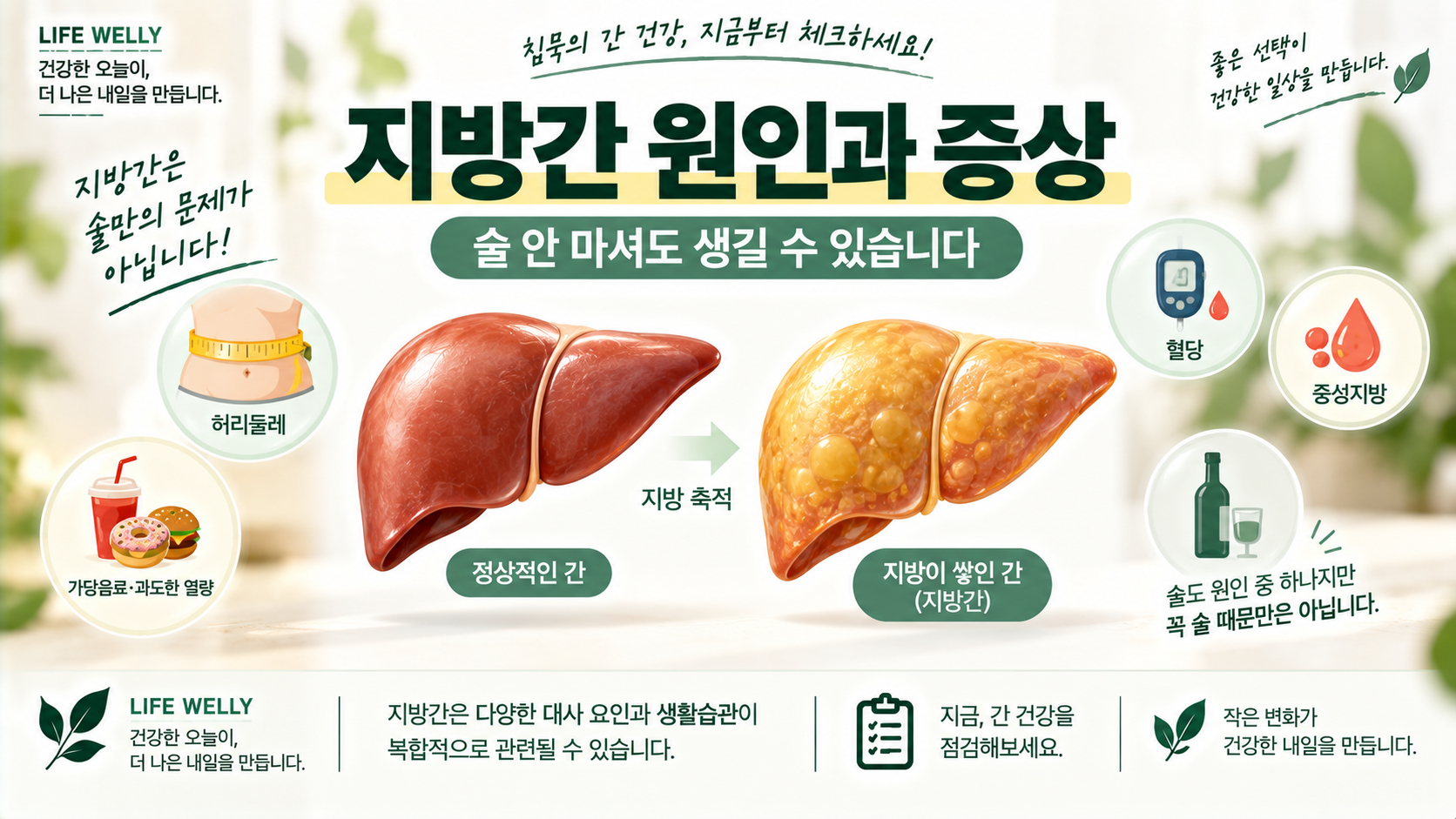 지방간 원인과 증상 술을 마시지 않아도 생기는 비알코올성 지방간 MASLD