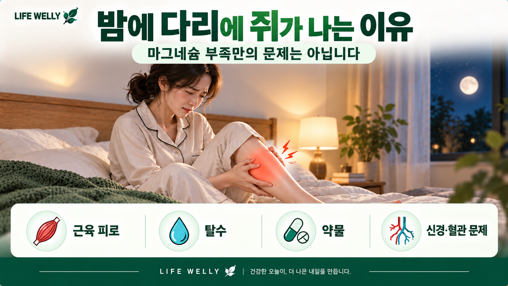 밤에 다리에 쥐가 나는 이유와 근육 피로 탈수 약물 신경 혈관 문제