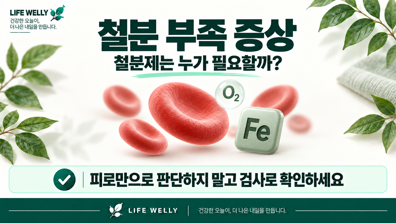 철분 부족 증상과 철분제가 필요한 경우를 설명하는 LIFE WELLY 대표 이미지