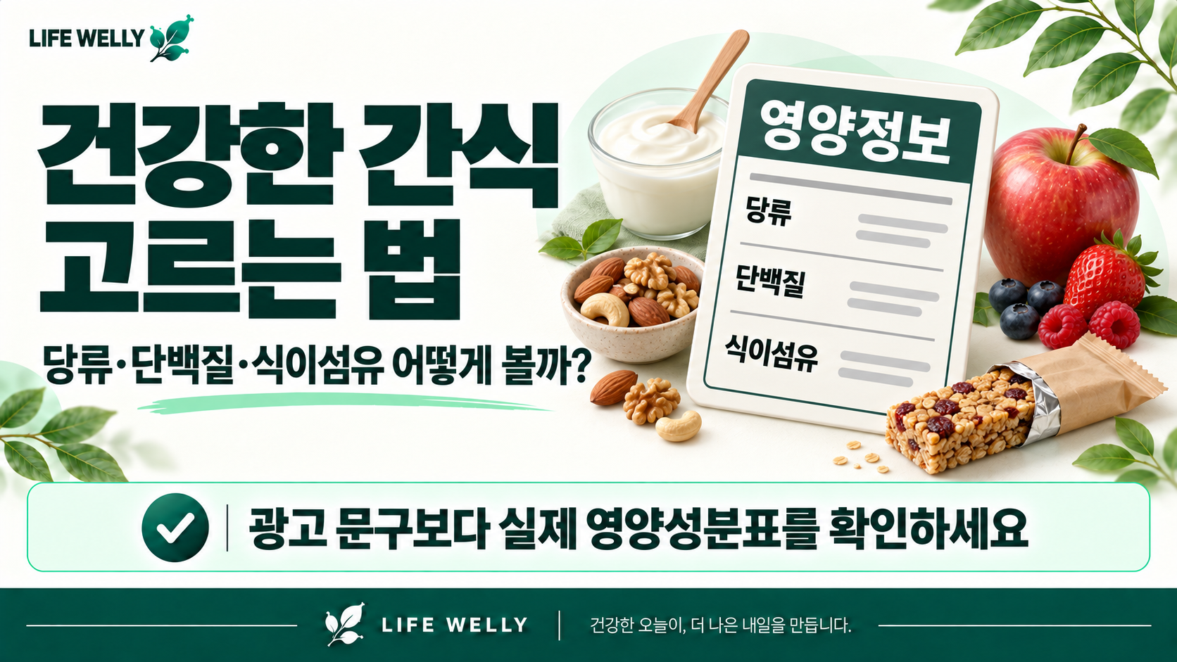 건강한 간식 고르는 법과 당류 단백질 식이섬유 영양정보 확인