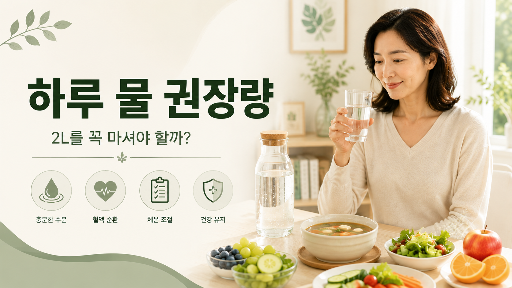 하루 물 권장량과 개인별 수분 필요량 안내