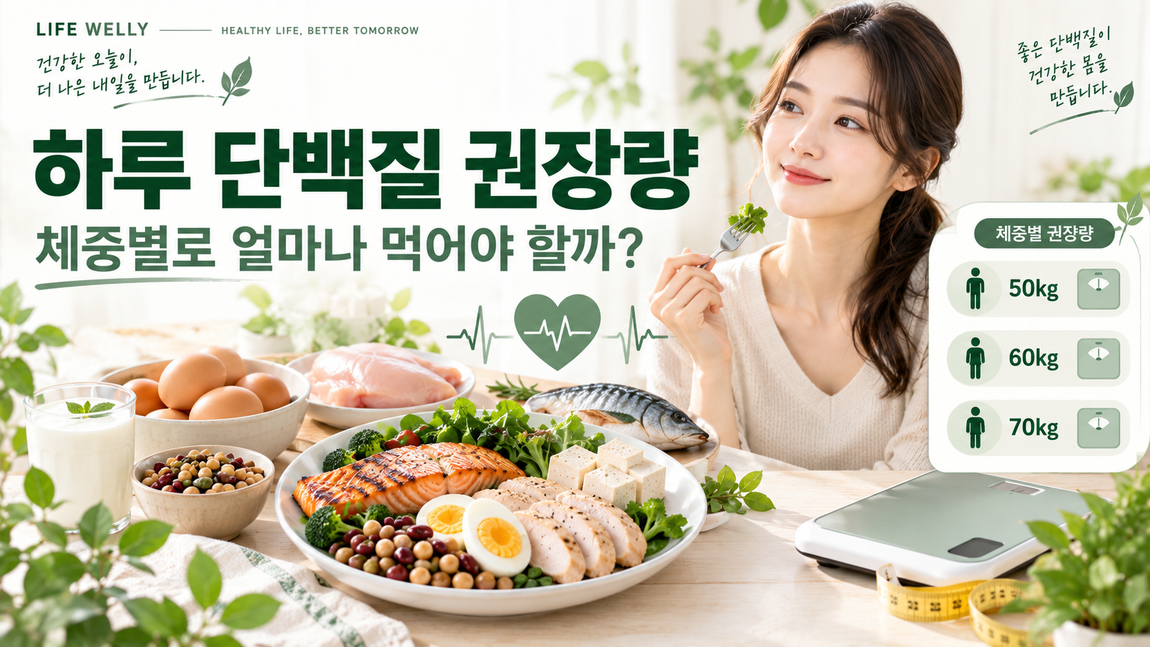 하루 단백질 권장량과 체중별 단백질 섭취량 안내