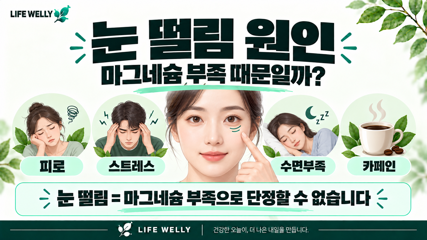 눈 떨림 원인과 마그네슘 부족 관계 피로 스트레스 수면부족 카페인