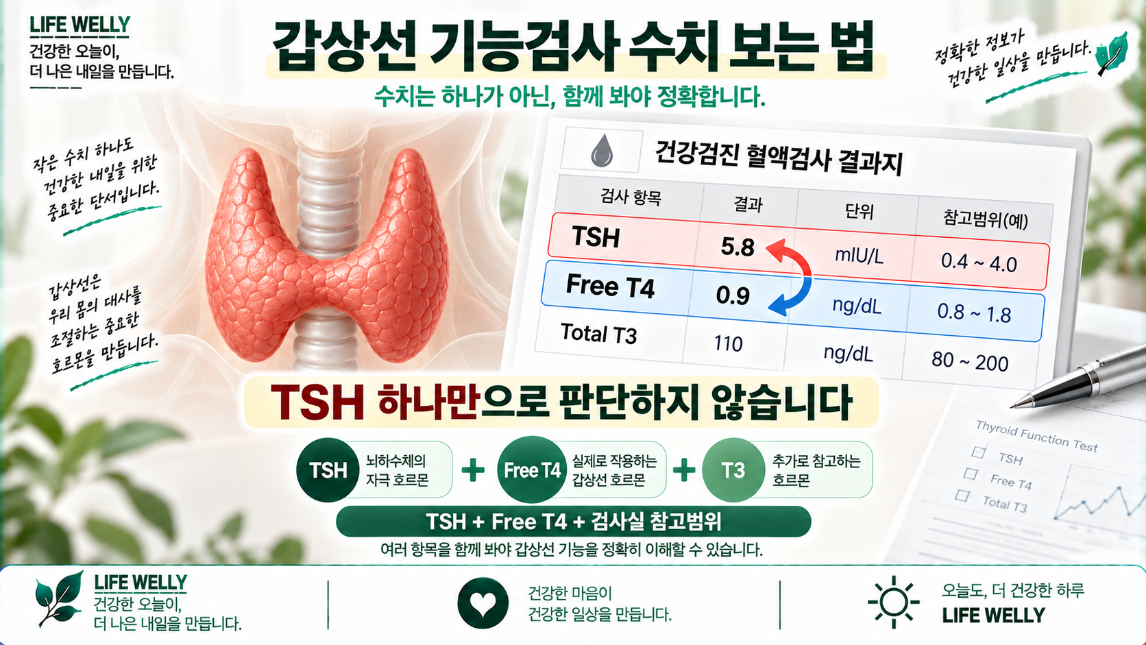 갑상선 기능검사에서 TSH Free T4 T3 수치를 함께 확인하는 방법