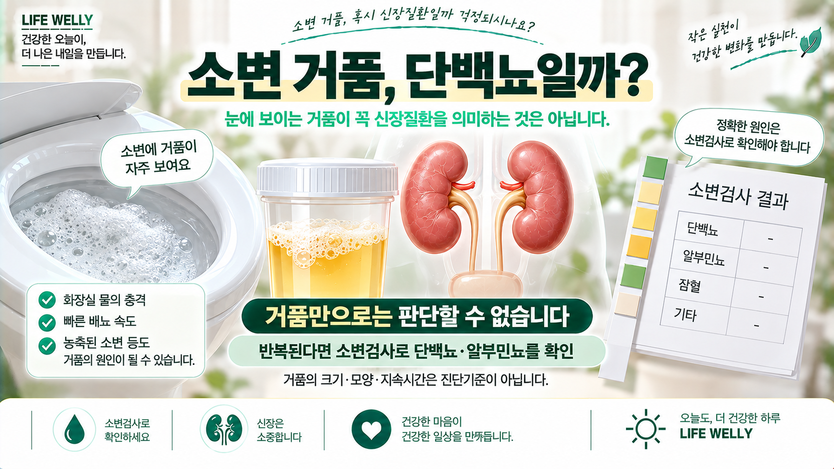 소변 거품 원인과 단백뇨 여부를 소변검사로 확인하는 방법