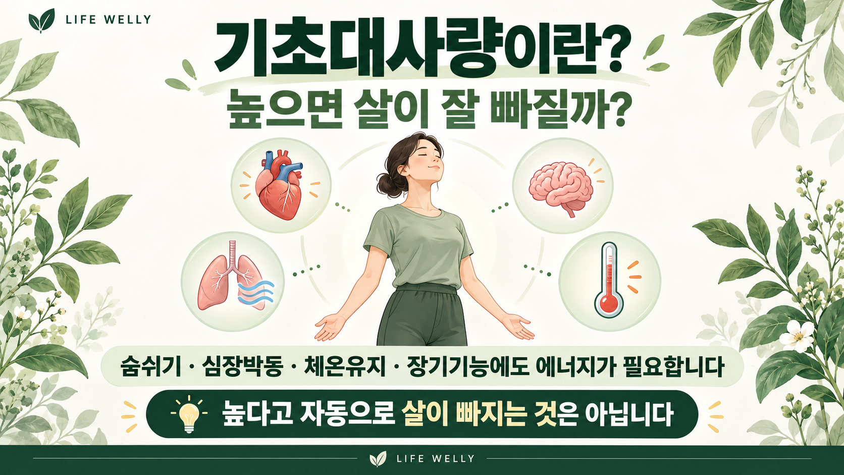 기초대사량이란 생명 유지에 필요한 기본 에너지와 기초대사량이 높으면 살이 잘 빠지는지 설명